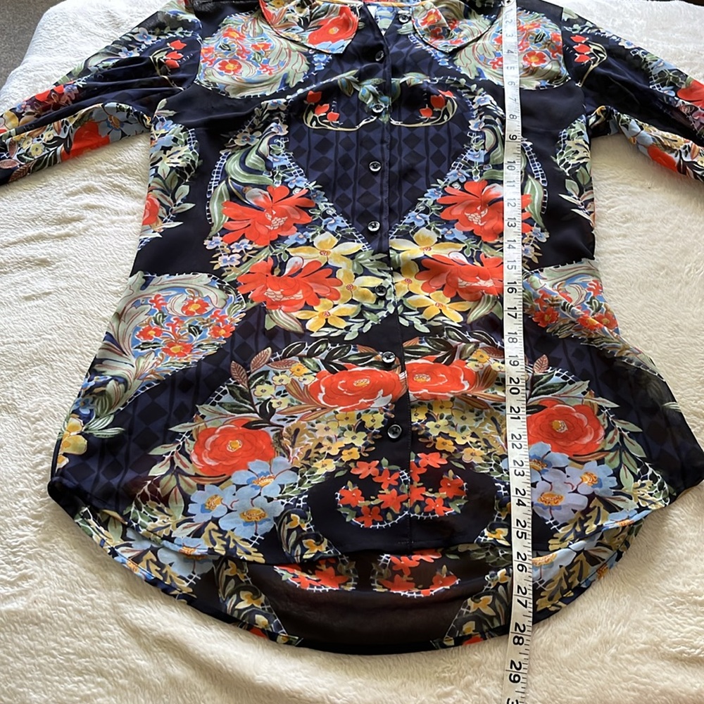 Cabi Small Sheer Colorful Tailored Button Down Lo… - image 6